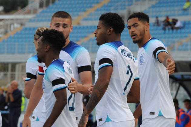 Photo Fabio Urbini LaPresse September 22, 2022 Pescara , Italy soccer Italia vs Inghilterra - Friendly Under 21 - Giovanni Cornacchia Stadium In the pic: Brewster Rhian England celebrates goal 0-2  Copyright: xFabioxUrbini LaPressex