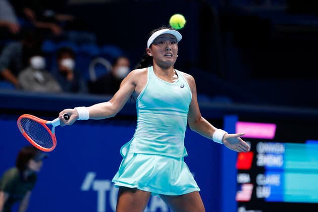 September 23, 2022, Tokyo, Japan: Claire LIU (USA) hits a return against Qinwen ZHENG (CHN) during their Singles Quarterfinals match at the TORAY PAN PACIFIC OPEN TENNIS TOURNAMENT 2022 at Ariake Coliseum. The tournament is held from September 17 to 25. Tokyo Japan - ZUMAm191 20220923_zap_m191_079 Copyright: xRodrigoxReyesxMarinx