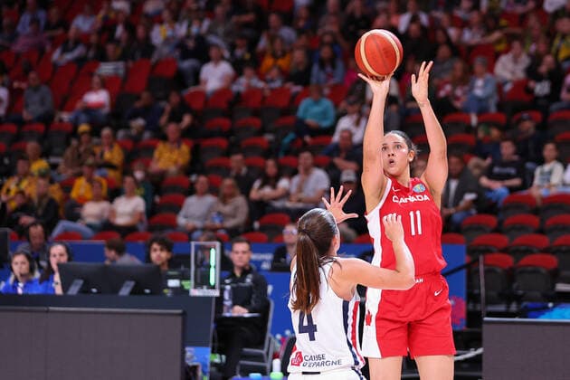23rd September 2022; Sydney, Homebush, New South Wales, Australia, Women s World Cup Basketball: Canada versus France: Natalie ACHONWA of Canada takes a shot to the basket  ActionPlus12428728 KevinxManning