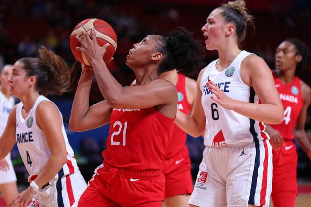 23rd September 2022; Sydney, Homebush, New South Wales, Australia, Women s World Cup Basketball: Canada versus France: Nirra FIELDS of Canada prepares to jump and shoot to the basket  ActionPlus12428744 KevinxManning