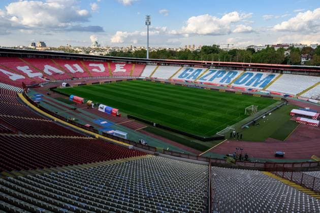 220923 General view of Stadion Rajko Mitic ahead of a press conference with the national football team of Sweden on September 23, 2022 in Belgrade Photo Ludvig Thunman BILDBYRAN code LT LT0416 fotbol football soccer fotball nations league press conference press conference sweden sweden sweden a bbeng arena,  Copyright: LUDVIGxTHUNMAN BB220923LT043