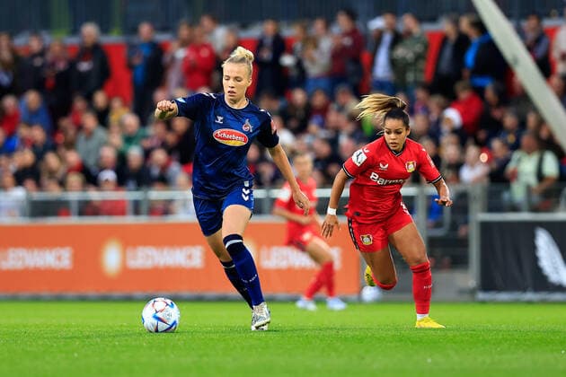 Flyeralarm Womens Bundesliga 2022 2023, Bayer 04 Leverkusen 1 FC Cologne Celina Degen FC, 5 , Ivana Ferreira Fuso B04, 7 Leverkusen Ulrich Haberland Stadium North Rhine Westphalia Germany