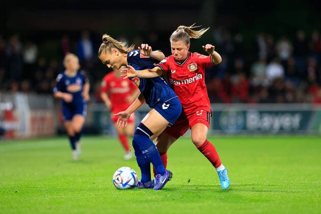 Flyeralarm Womens Bundesliga 2022 2023, Bayer 04 Leverkusen 1 FC Cologne Andrea Gavric FC, 18 , Kristin Kögel B04, 11 Leverkusen Ulrich Haberland Stadium North Rhine Westphalia Germany
