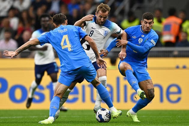 Mg Milano 23 09 2022 - Uefa Nations League Italia-Inghilterra foto Matteo Gribaudi Image nella foto: Harry Kane-Giovanni Di Lorenzo-Rafaerl Toloi 