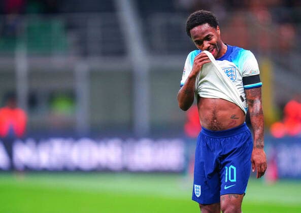 Mandatory Credit: Photo by Javier Garcia Shutterstock (13413805au) Raheem Sterling of England Italy v England, UEFA Nations League, Group A3, International Football, Stadio Giuseppe Meazza, Milan, Italy - 23 Sep 2022 EDITORIAL USE ONLY No use with unauthorised audio, video, data, fixture lists, club league logos or live services. Online in-match use limited to 120 images, no video emulation. No use in betting, games or single club league player publications. Italy v England, UEFA Nations League, Group A3, International Football, Stadio Giuseppe Meazza, Milan, Italy - 23 Sep 2022 EDITORIAL USE ONLY No use with unauthorised audio, video, data, fixture lists, club league logos or live services. Online in-match use limited to 120 images, no video emulation. No use in betting, games or single club league player publications.  Copyright: xJavierxGarcia Shutterstockx 13413805au