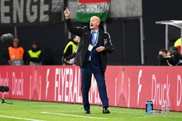 Football, men, season 2022 23, Nations League League A, Group 3, 5 match day in Leipzig, Germany Hungary, coach Marco Rossi Hungary gestures , 23 09 2022, Copyright: xMatthiasxKochx
