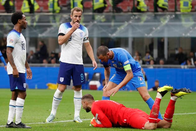 Italy v England UEFA Nations League Gianluigi Donnarumma of Italy collects the ball safely during the UEFA Nations League Group C match at San Siro, Milan Content Not Available For UK Newspapers Copyright: xPaulxChestertonx FIL-17373-0158 UK Newspapers OUT