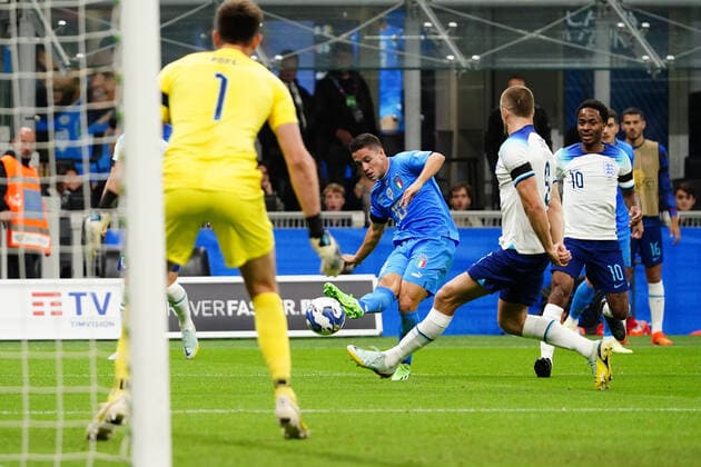 Giacomo Raspadori (Italy) during Italy vs England, football UEFA Nations League match in Milan, Italy, September 23 2022  Copyright: xLucaxRossinix xipa-agency.netx xLivexMediax 0