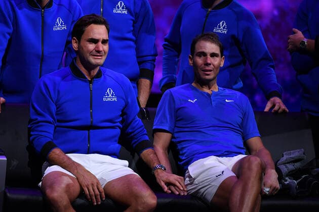 Radsport, GranPiemonte Roger Federer (Sui), Rafael Nadal (Esp), TENNIS : Laver Cup 2022 AntoineCouvercelle Panoramic 
