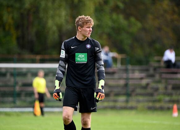 Football, U 17, Season 2022 23, B Junior Bundesliga, Staffel Nord Nordost 5 Matchday, Catch-up game , 1 FC Union Berlin FC Erzgebirge Aue 1 1 , Goalkeeper Max Uhlig Aue , 24 09 2022, Copyright: xMatthiasxKochx