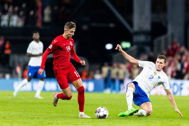 Denmark v France, UEFA Nations League, Copenhagen, Denmark Copenhagen, Denmark. 25th, September 2022. Jesper Lindstrom (19) of Denmark seen during the UEFA Nations League match between Denmark and France at Parken in Copenhagen. Copenhagen Denmark  Copyright: xGonzalesxPhoto DejanxObretkovicx