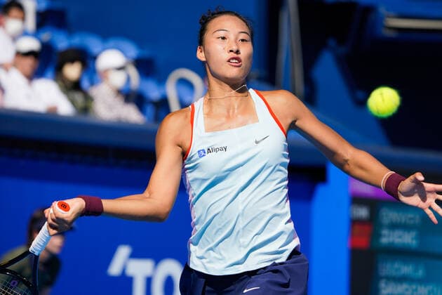 Qinwen Zheng (CHN), September 25, 2022 - Tennis : Singles Final match between Qinwen Zheng (CHN) 0-2 Liudmila Samsonova (RUS) at Ariake Colosseum during TORAY PAN PACIFIC OPEN TENNIS 2022 in Tokyo, Japan. Noxthirdxpartyxsales  (199515896)