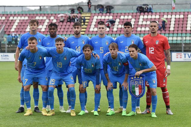 As Castel di Sangro (Aq) 26 09 2022 - amichevole Under 21 Italia-Giappone foto Antonello Sammarco Image nella foto: formazione Italia 