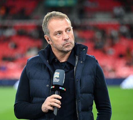 Football, men, 2022 23 season, Nations League League A, Group 3, matchday 6 in London, England Germany, coach Hansi Flick Germany pre-match interview, 26 09 2022, Copyright: xMatthiasxKochx