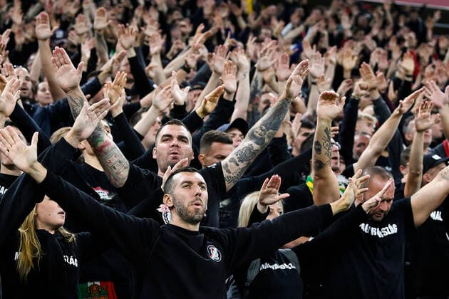 Foto Fabio Ferrari LaPresse 26 Settembre 2022 - Budapest, Ungheria - calcio - Ungheria vs Italia - Uefa Nations League - Gruppo C Giornata 6 6 - Stadio Puskas Arena Park.Nella foto: tifosi Ungheria September 26, 2022 Budapest, Hungary - sport soccer- Uefa Nations League - Group C 6 6 - Stadium Puskas Arena Park.-Park.In the pic: Hungary supporters  Copyright: xFabioxFerrari LaPressex
