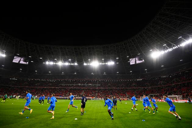 Foto Fabio Ferrari LaPresse 26 Settembre 2022 - Budapest, Ungheria - calcio - Ungheria vs Italia - Uefa Nations League - Gruppo C Giornata 6 6 - Stadio Puskas Arena Park.Nella foto: riscaldamento Italia September 26, 2022 Budapest, Hungary - sport soccer- Uefa Nations League - Group C 6 6 - Stadium Puskas Arena Park.-Park.In the pic: warm up italian team  Copyright: xFabioxFerrari LaPressex