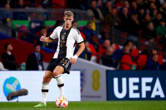 England v Germany UEFA Nations League Nico Schlotterbeck of Germany in possession during the UEFA Nations League Group C match at Wembley Stadium, London Content Not Available For UK Newspapers Copyright: xPaulxChestertonx FIL-17392-0032 UK Newspapers OUT