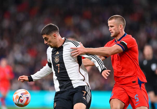 Football International UEFA Nations League 26 09 2022 at Wembley England Germany Kai Havertz li, Germany vs Eric Dier r, England
