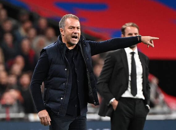 Football, Men, 2022 23 season, Nations League League A, Group 3, Matchday 6 in London, England Germany, v l coach Hansi Flick Germany , coach Gareth Southgate England , 26 09 2022, Copyright: xMatthiasxKochx