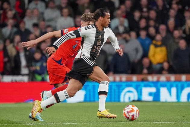 Leroy Sane Germany Germany vs John Stones England London 26 09 2022 England vs Germany, UEFA Nations League, Matchday 6, Wembley Stadium