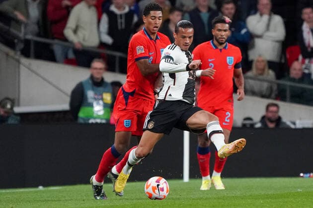 Leroy Sane Germany Germany vs Jude Bellingham England London 26 09 2022 England vs Germany, UEFA Nations League, Matchday 6, Wembley Stadium