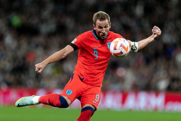 Mandatory Credit: Photo by Juan Gasparini JMP Shutterstock (13421987ax) Harry Kane of England shoots England v Germany, UK - 26 Sep 2022 Editorial use only England v Germany, UK - 26 Sep 2022 Editorial use only  Copyright: xJuanxGasparini JMP Shutterstockx 13421987ax