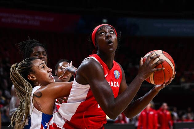 BASKETBALL PUERTO RICO CANADA, Laeticia Amihere of Canada during the 2022 FIBA Women s Basketball World Cup Quarter Final match between Puerto Rico and Canada at Qudos Bank Arena in Sydney, Thursday, September 29, 2022. ( NO ARCHIVING, EDITORIAL USE ONLY, NO USE IN BOOKS WITHOUT CONSENT  Copyright: xJAMESxGOURLEYx 20220929001709044587