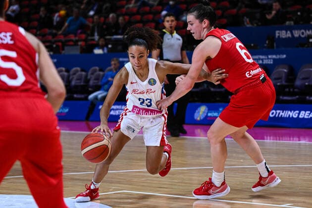 BASKETBALL PUERTO RICO CANADA, Trinity San Antonio of Puerto Rico drives to the basket during the 2022 FIBA Women s Basketball World Cup Quarter Final match between Puerto Rico and Canada at Qudos Bank Arena in Sydney, Thursday, September 29, 2022. ( NO ARCHIVING, EDITORIAL USE ONLY, NO USE IN BOOKS WITHOUT CONSENT  Copyright: xJAMESxGOURLEYx 20220929001709064576