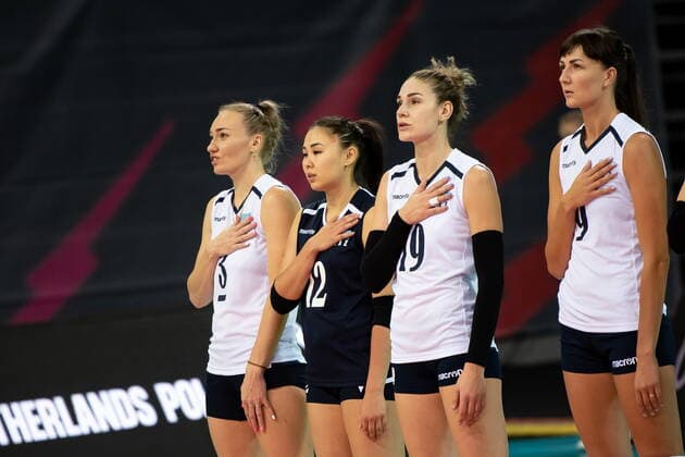 LODZ 29.09.2022 MISTRZOSTWA SWIATA W SIATKOWCE KOBIET MECZ: KANADA - KAZAKHSTAN --- FIVB VOLLEYBALL WOMENS World Championship, WM, Weltmeisterschaft 2022 MATCH: CANADA - KAZAKHSTAN N Z YANA PETRENKO SABIRA BEKISHEVA ANASTASSIYA KOLOMOYETS REPREZENTACJA KAZACHSTANU FOT. PAWEL PIOTROWSKI 400mm.pl NEWSPIX.PL --- Newspix.pl  20220929PAP016