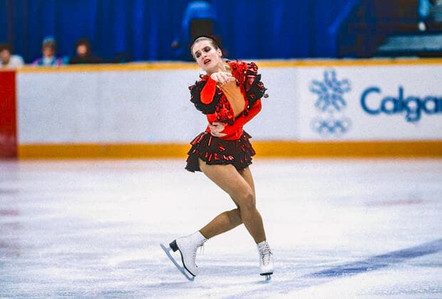 Olympics Figure skating, Eiskunstlauf Katarina Witt (GDR) Gold medalist and Olympic Champion competing in the Ladies Figure Skating Free Skate at the 1988 Olympic Winter games, Winterspiele,Spiele, Summer games Calgary, Alberta Olympic Saddledome Canada Copyright: xPaulxJxSutton Duomo PCNx FG0101 003383