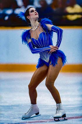 Olympics Figure skating, Eiskunstlauf Katarina Witt (GDR) Gold medalist and Olympic Champion competing in the Ladies Figure Skating Short Program at the 1988 Olympic Winter games, Winterspiele,Spiele, Summer games Calgary, Alberta Stampede Corral Canada Copyright: xStevenxE.xSutton DUOMO PCNx FG0102 010940