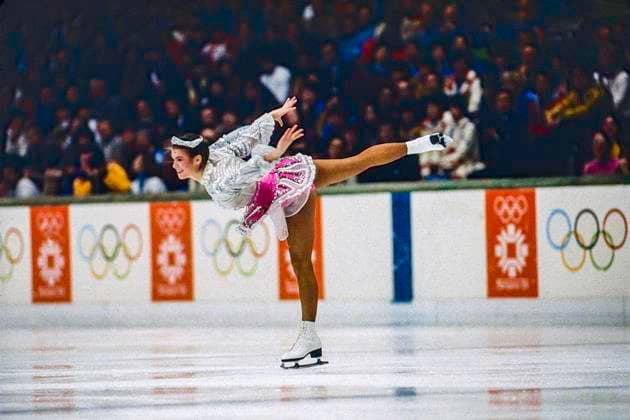 Olympics Figure skating, Eiskunstlauf Katarina Witt (GDR) Gold medalist and Olympic Champion competing in the Ladies Figure Skating Short Program at the 1984 Olympic Winter games, Winterspiele,Spiele, Summer games Sarajevo Zetra Olympic Hall Yugoslavia Copyright: xDUOMO PCNx FG1613 064656