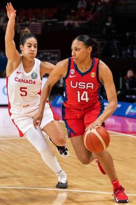 FIBA Womens World Cup 2022 - Canada v United States Betnijah Laney (14 USA) drives to the basket during the FIBA Womens World Cup 2022 semifinal game between Canada and the United States at the Sydney Superdome in Sydney, Australia. Noe Llamas SPP Copyright: xNoexLlamas SPPx noe_llamas_sports_press_photo_173125