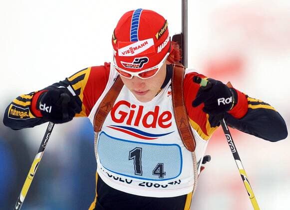 Oslo 20030213 Kati Wilhelm from Germany in action during the World Biathlon Cup women relay in Holmenkollen, Oslo, Norway, Thursday, February 12, 2003. Photo Knut Fjeldstad SCANPIX Code 20520 Oslo Norway BILDER x20520x *** Oslo 20030213 Kati Wilhelm from Germany in action during the World Biathlon Cup women relay in Holmenkollen, Oslo, Norway, Thursday, February 12, 2003 Photo Knut Fjeldstad SCANPIX Code 20520 Oslo Norway PICTURES x20520x  Copyright: xKnutxFjeldstadx xTTx 20520