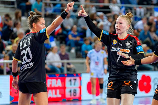 Handball, women international match, France Germany v li Emily Boelk Bölk Germany Ferencvaros Budapest , Meike Schmelzer Germany Metz Arenes de Metz France