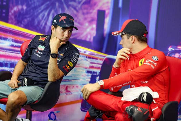 11 Sergio Perez MEX, Oracle Red Bull Racing , 16 Charles Leclerc MCO, Scuderia Ferrari , F1 Grand Prix of Singapore at Marina Bay Street Circuit on October 1, 2022 in Singapore, Singapore Photo by HOCH ZWEI Singapore Singapore