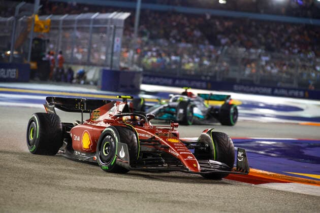 55 Carlos Sainz ESP, Scuderia Ferrari , F1 Grand Prix of Singapore at Marina Bay Street Circuit on October 2, 2022 in Singapore, Singapore Photo by HOCH ZWEI Singapore Singapore