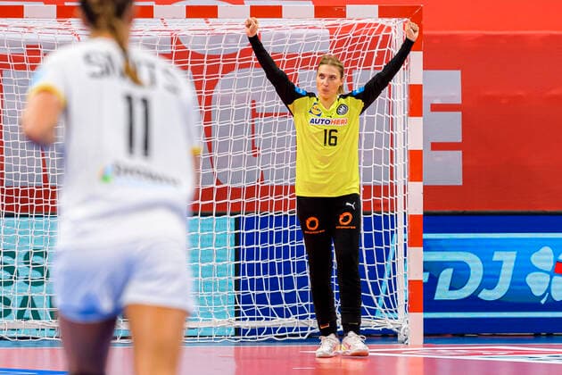 Handball, women international France Germany goalkeeper Isabell Roch Germany Nancy Palais des Sports Jean Weille France