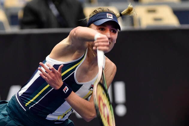 Ekaterina Alexandrova of Russia in action during the women s tennis tournament WTA, Tennis Damen Agel Open 2022 match against Victoria Azarenka of Belarus in Ostrava, Czech Republic, October 3, 2022. (CTKxPhoto JaroslavxOzana) CTKPhotoP2022100306169  JAO 02