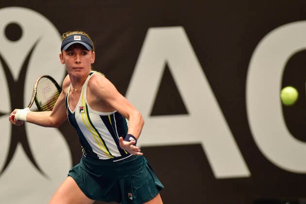 Ekaterina Alexandrova of Russia in action during the women s tennis tournament WTA, Tennis Damen Agel Open 2022 match against Victoria Azarenka of Belarus in Ostrava, Czech Republic, October 3, 2022. (CTKxPhoto JaroslavxOzana) CTKPhotoP2022100306174  JAO 04