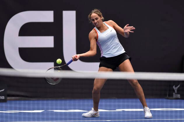 Madison Keys of USA in action during the women s tennis tournament WTA, Tennis Damen Agel Open 2022 match against Elena Rybakina of Kazakhstan in Ostrava, Czech Republic, October 3, 2022. (CTKxPhoto JaroslavxOzana) CTKPhotoP2022100307041  JAO 08