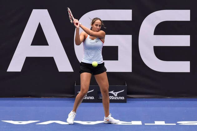 Madison Keys of USA in action during the women s tennis tournament WTA, Tennis Damen Agel Open 2022 match against Elena Rybakina of Kazakhstan in Ostrava, Czech Republic, October 3, 2022. (CTKxPhoto JaroslavxOzana) CTKPhotoP2022100307049  JAO 12