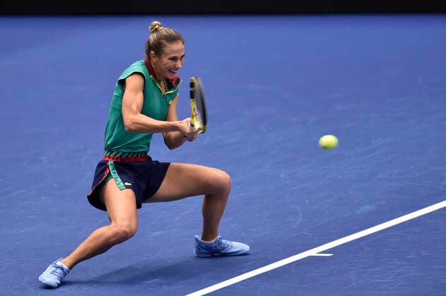 Bernarda Pera of USA in action during the women s tennis tournament WTA, Tennis Damen Agel Open 2022 match against Czech Petra Kvitova in Ostrava, Czech Republic, October 3, 2022. (CTKxPhoto JaroslavxOzana) CTKPhotoP2022100308380  JAO 26