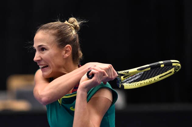 Bernarda Pera of USA in action during the women s tennis tournament WTA, Tennis Damen Agel Open 2022 match against Czech Petra Kvitova in Ostrava, Czech Republic, October 3, 2022. (CTKxPhoto JaroslavxOzana) CTKPhotoP2022100308425  JAO 29