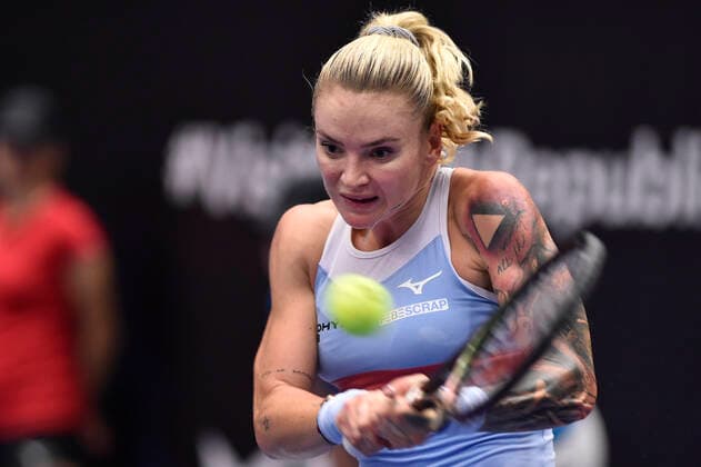 Czech Tereza Martincova in action during the women s tennis tournament WTA, Tennis Damen Agel Open 2022 match against Jil Teichmann of Switzerland in Ostrava, Czech Republic, October 3, 2022. (CTKxPhoto JaroslavxOzana) CTKPhotoP2022100308986  JAO 44