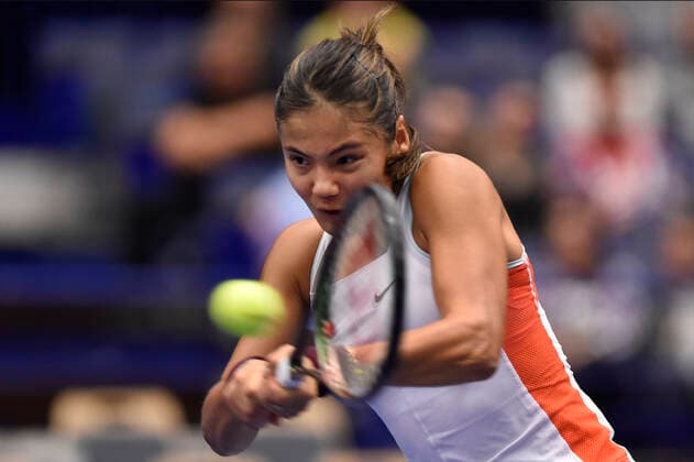Emma Raducanu of Britain in action during the WTA, Tennis Damen Agel Open 2022 women s tennis tournament match against Darja Kasatkina of Russia in Ostrava, Czech Republic, October 4, 2022. (CTKxPhoto JaroslavxOzana) CTKPhotoP2022100407347  JAO 05