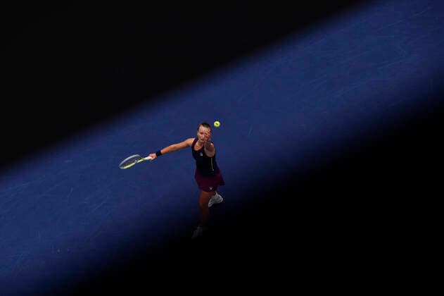 Barbora Krejcikova (Czech) in action during the WTA, Tennis Damen Agel Open 2022 women s tennis tournament match against Shelby Rogers (USA), on October 5, 2022, in Ostrava, Czech Republic. (CTKxPhoto JaroslavxOzana) CTKPhotoP2022100505098  JAO 06