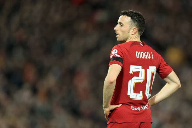 Fußball UEFA Champions League Gruppe A Liverpool gegen Rangers 4. Oktober 2022 UEFA Champions League Gruppe A Liverpool gegen Rangers Diogo Jota von Liverpool sieht niedergeschlagen aus Foto Simon Stacpoole Offside Liverpool UK  Copyright: xSimonxStacpoolexOffside