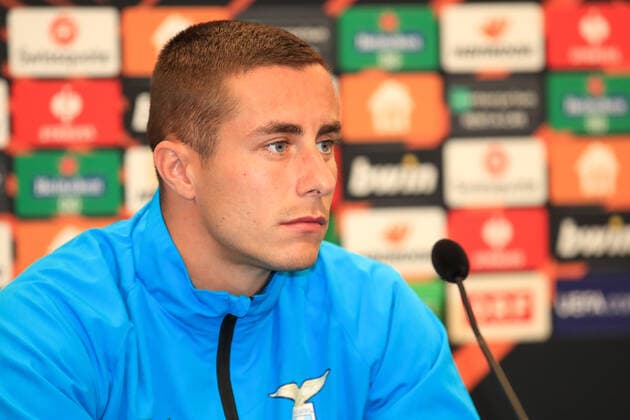SOCCER - UEFA EL, Sturm vs Lazio, preview GRAZ,AUSTRIA,05.OCT.22 - SOCCER - UEFA Europa League, SK Sturm Graz vs SS Lazio Roma, preview, press conference, PK, Pressekonferenz Lazio. Image shows Adam Marusic (Lazio).  GEPAxpictures xMarioxBuehner