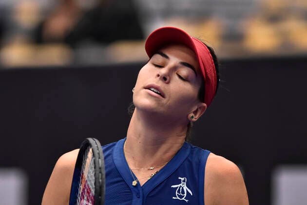 Ajla Tomljanovic of Australia in action during the WTA, Tennis Damen Agel Open 2022 women s tennis tournament match against Iga Swiatek of Poland, on October 5, 2022, in Ostrava, Czech Republic. (CTKxPhoto JaroslavxOzana) CTKPhotoP2022100508248  JAO 54